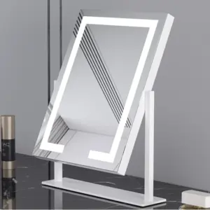 Mirrors for Bedroom Home Decor with Light 110-220V Rectangular Framed Mirror High Definition Silver Mirror 360 Degree Rotatable