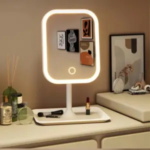 Niche Modern Desktop Vanity Mirror 3 Color Light LED Makeup Mirror Touching Mirror Women Bedroom Dressing Mirrors Home Decor