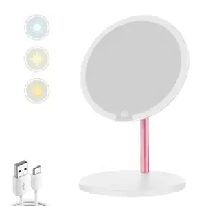 Desktop Vanity Mirror 3 Color Light LED Makeup Mirror Touching Mirror 120mah Tray storage table Women Bedroom Dressing Mirror 